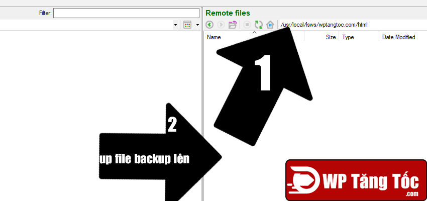 kéo file backup lên webhost